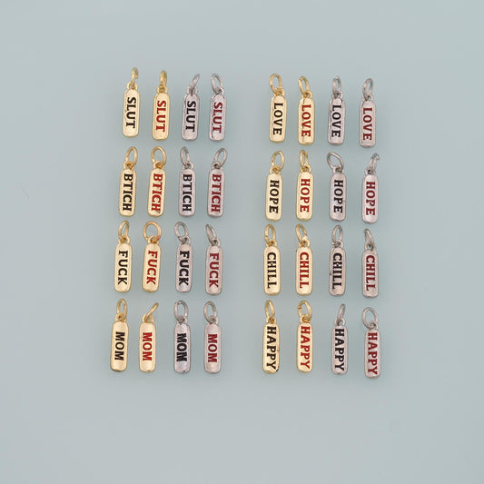 18K Gold Filled Rectangle Pendant,Enamel Rectangle Charm Bracelet Necklace for DIY Jewelry Making Supply