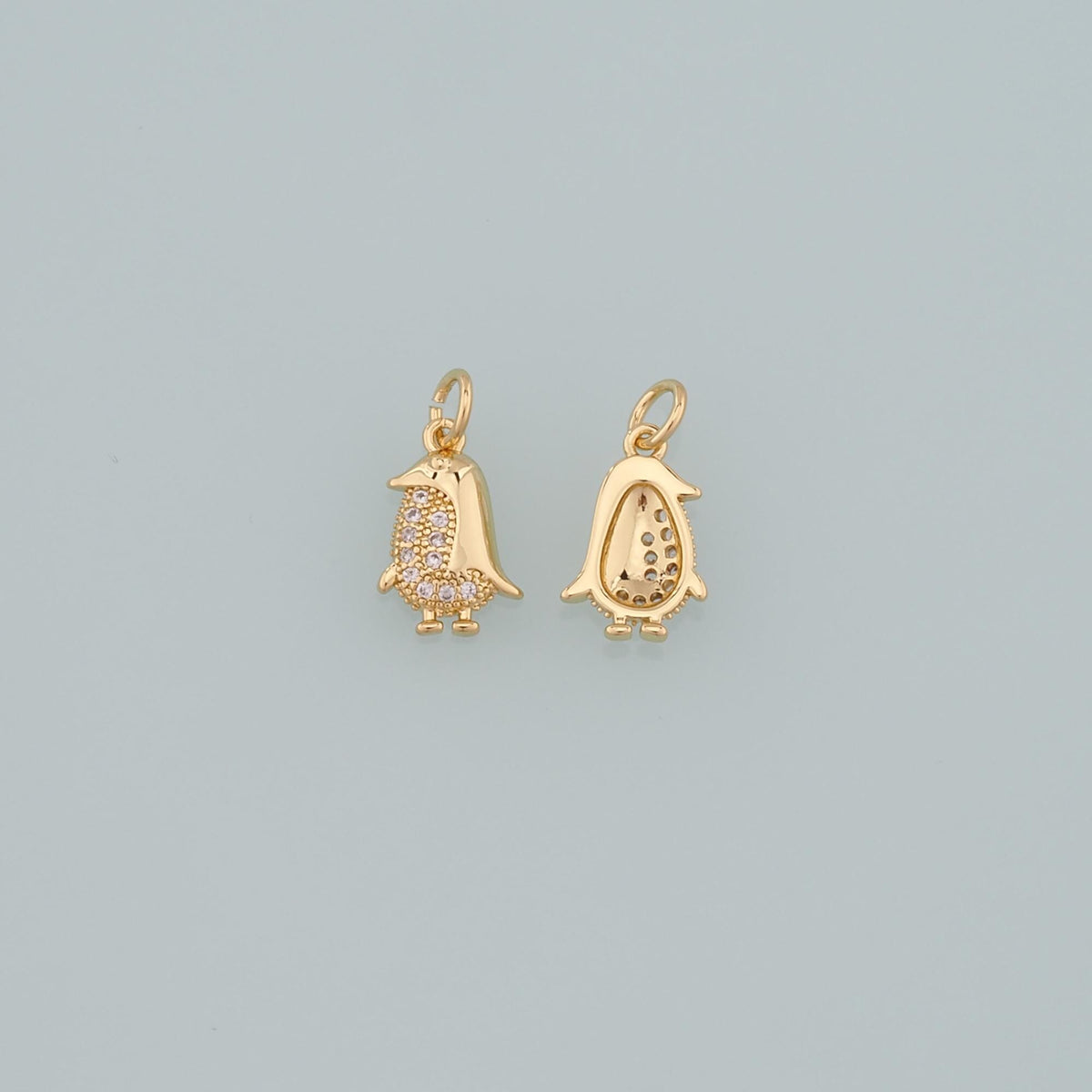 Gold Penguin Charms,18K Gold Filled Penguin Pendant,CZ Micro Pave Animal Charm Bracelet Necklace for DIY Jewelry Making Suppl