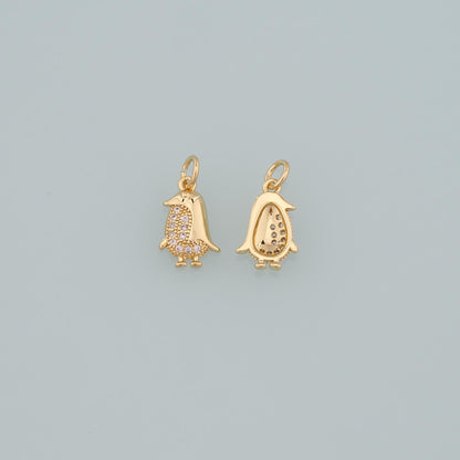Gold Penguin Charms,18K Gold Filled Penguin Pendant,CZ Micro Pave Animal Charm Bracelet Necklace for DIY Jewelry Making Suppl