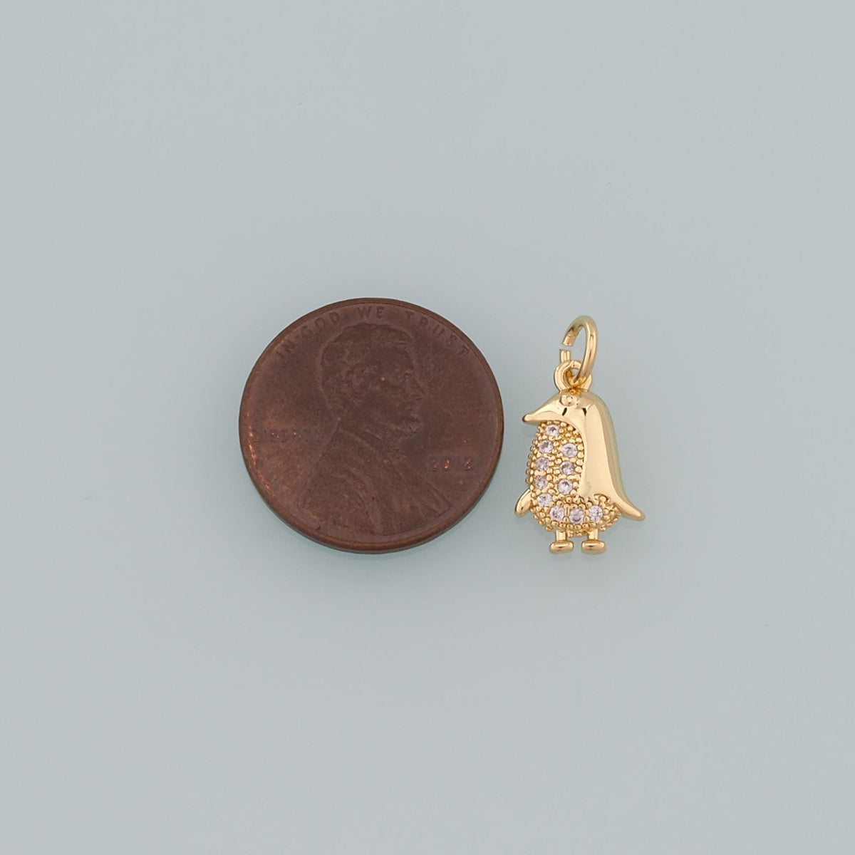 Gold Penguin Charms,18K Gold Filled Penguin Pendant,CZ Micro Pave Animal Charm Bracelet Necklace for DIY Jewelry Making Suppl