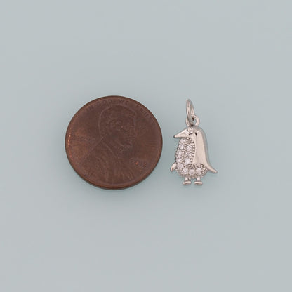 Gold Penguin Charms,18K Gold Filled Penguin Pendant,CZ Micro Pave Animal Charm Bracelet Necklace for DIY Jewelry Making Suppl