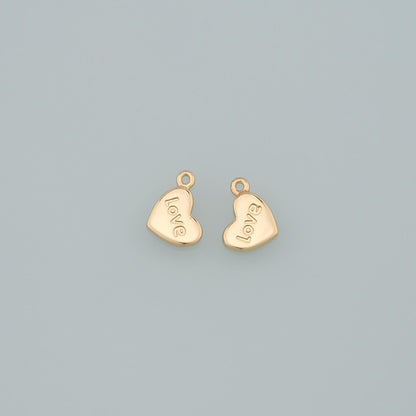 Gold Love Charms,18K Gold Filled Heart Pendant,Dainty Heart Charm Bracelet Necklace for DIY Jewelry Making Supply