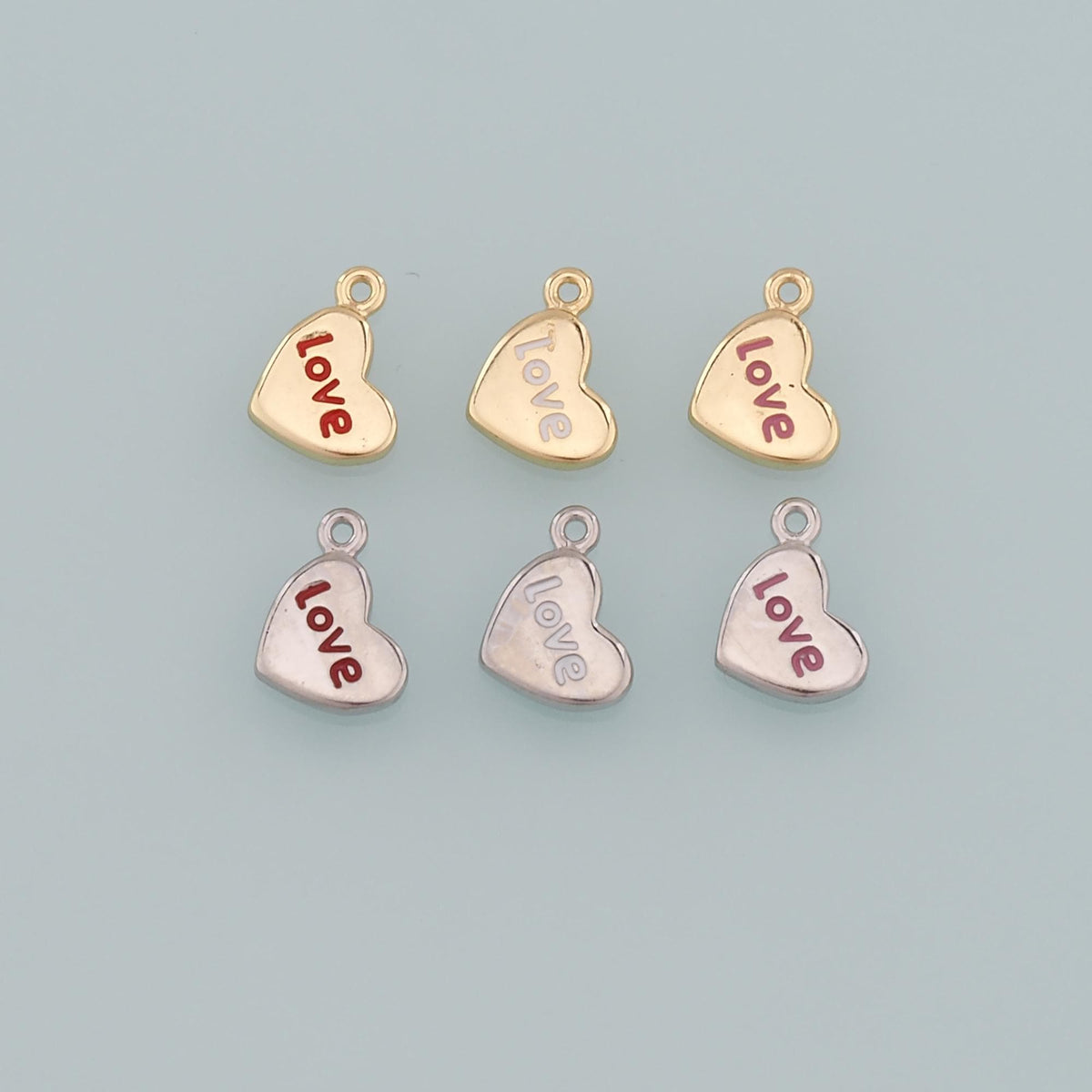 18K Gold Filled Enamel Heart Charm Pendant for Jewelry Making
