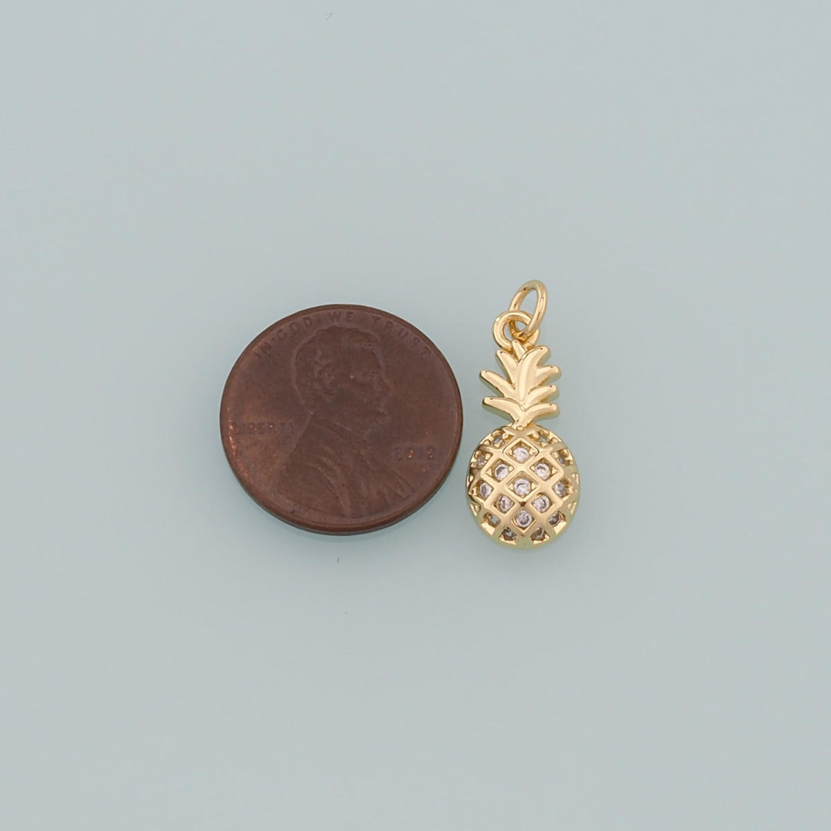 Gold Pineapple Charms,18K Gold Filled Pineapple Pendant,CZ Micro Pave Fruit Charm Bracelet Necklace for DIY Jewelry Making Su