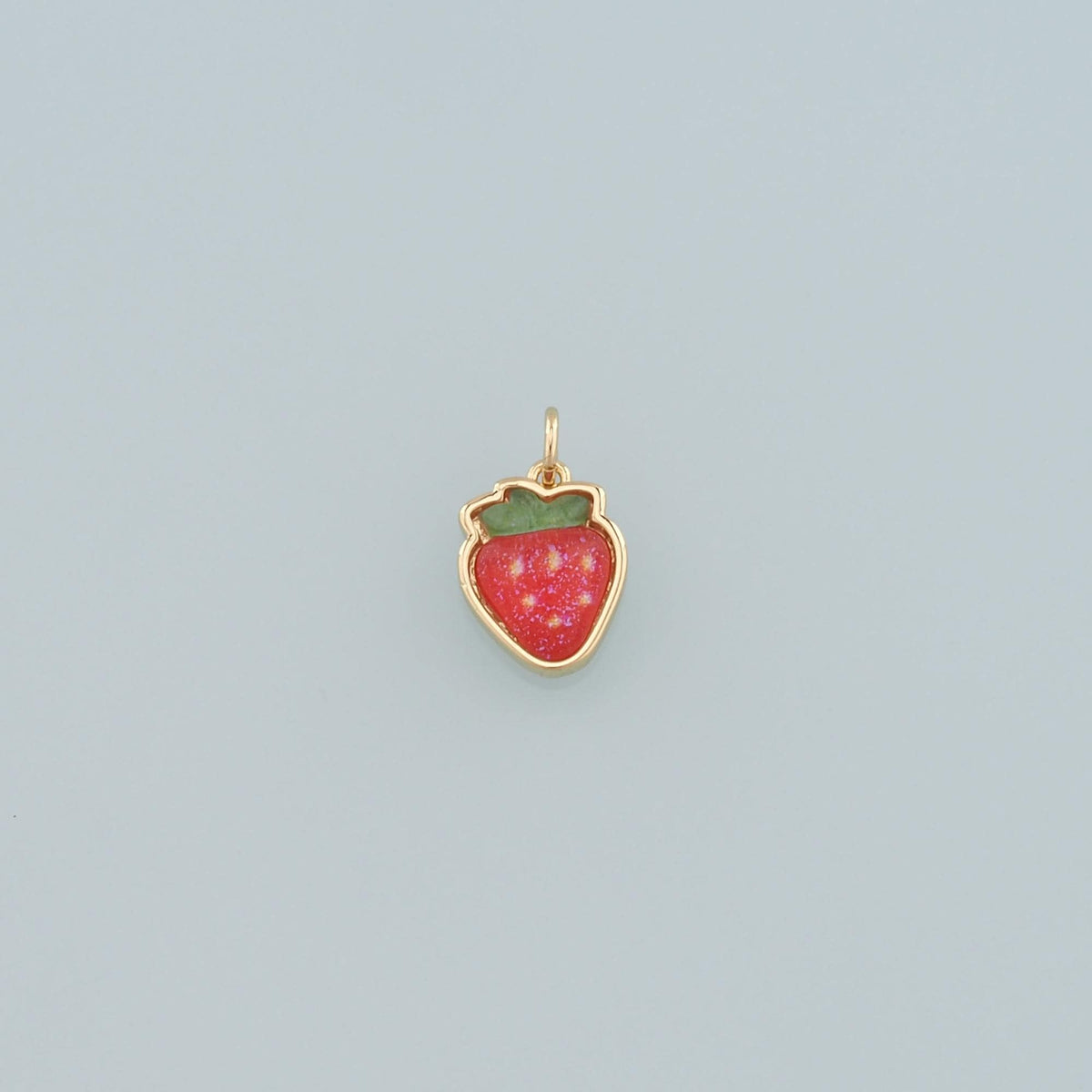 Gold Strawberry Charms,18K Gold Filled Strawberry Pendant,Enamel Fruit Charm Bracelet Necklace for DIY Jewelry Making Supply