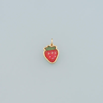 Gold Strawberry Charms,18K Gold Filled Strawberry Pendant,Enamel Fruit Charm Bracelet Necklace for DIY Jewelry Making Supply