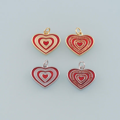 18K Gold Filled Enamel Heart Charm Pendant for Jewelry Making