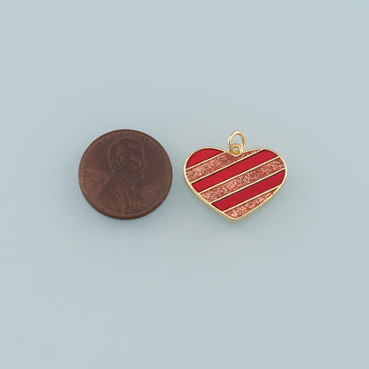 Gold Heart Charms,18K Gold Filled Heart Pendant,Enamel Heart Charm Bracelet Necklace for DIY Jewelry Making Supply
