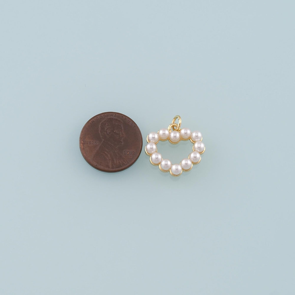 Gold Heart Charms,18K Gold Filled Pearl Heart Pendant,Heart Charm Bracelet Necklace for DIY Jewelry Making Supply