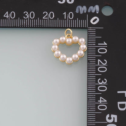 Gold Heart Charms,18K Gold Filled Pearl Heart Pendant,Heart Charm Bracelet Necklace for DIY Jewelry Making Supply