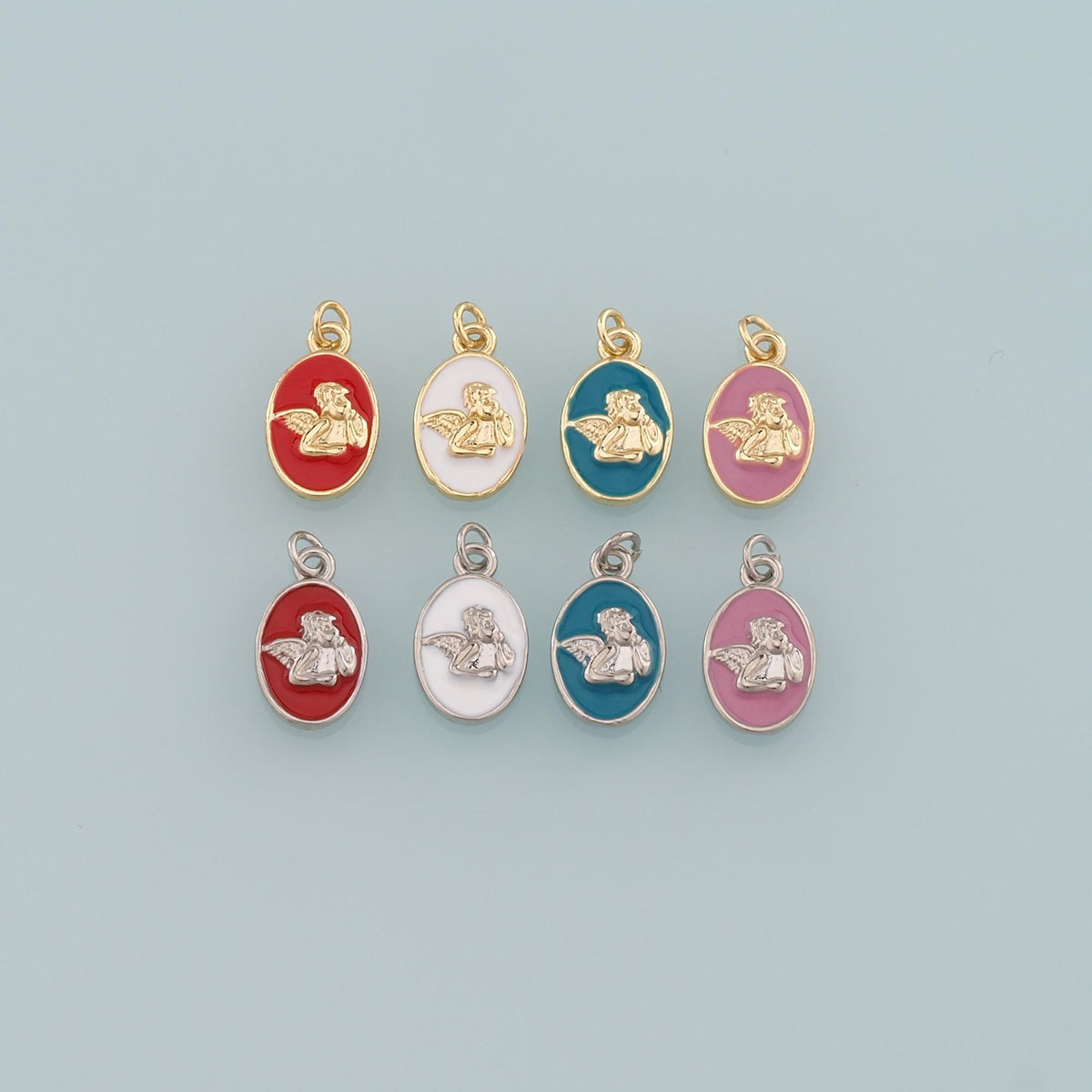 18K Gold Filled Enamel Angel Charm Pendant for Jewelry Making