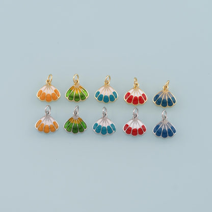 Gold Shell Charms,18K Gold Filled Scallop Pendant,Enamel Conch Shell Charm Bracelet Necklace for DIY Jewelry Making Supply