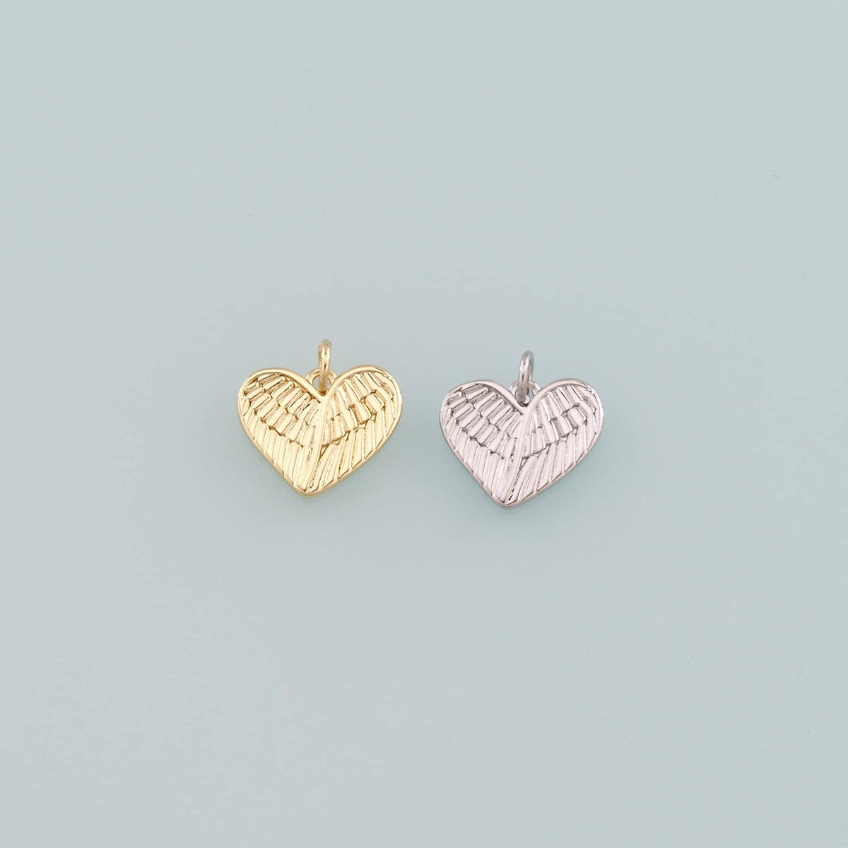 Gold Wing Charms,18K Gold Filled Heart Pendant,Heart Charm Bracelet Necklace for DIY Jewelry Making Supply
