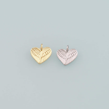 Gold Wing Charms,18K Gold Filled Heart Pendant,Heart Charm Bracelet Necklace for DIY Jewelry Making Supply
