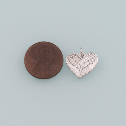 Gold Wing Charms,18K Gold Filled Heart Pendant,Heart Charm Bracelet Necklace for DIY Jewelry Making Supply