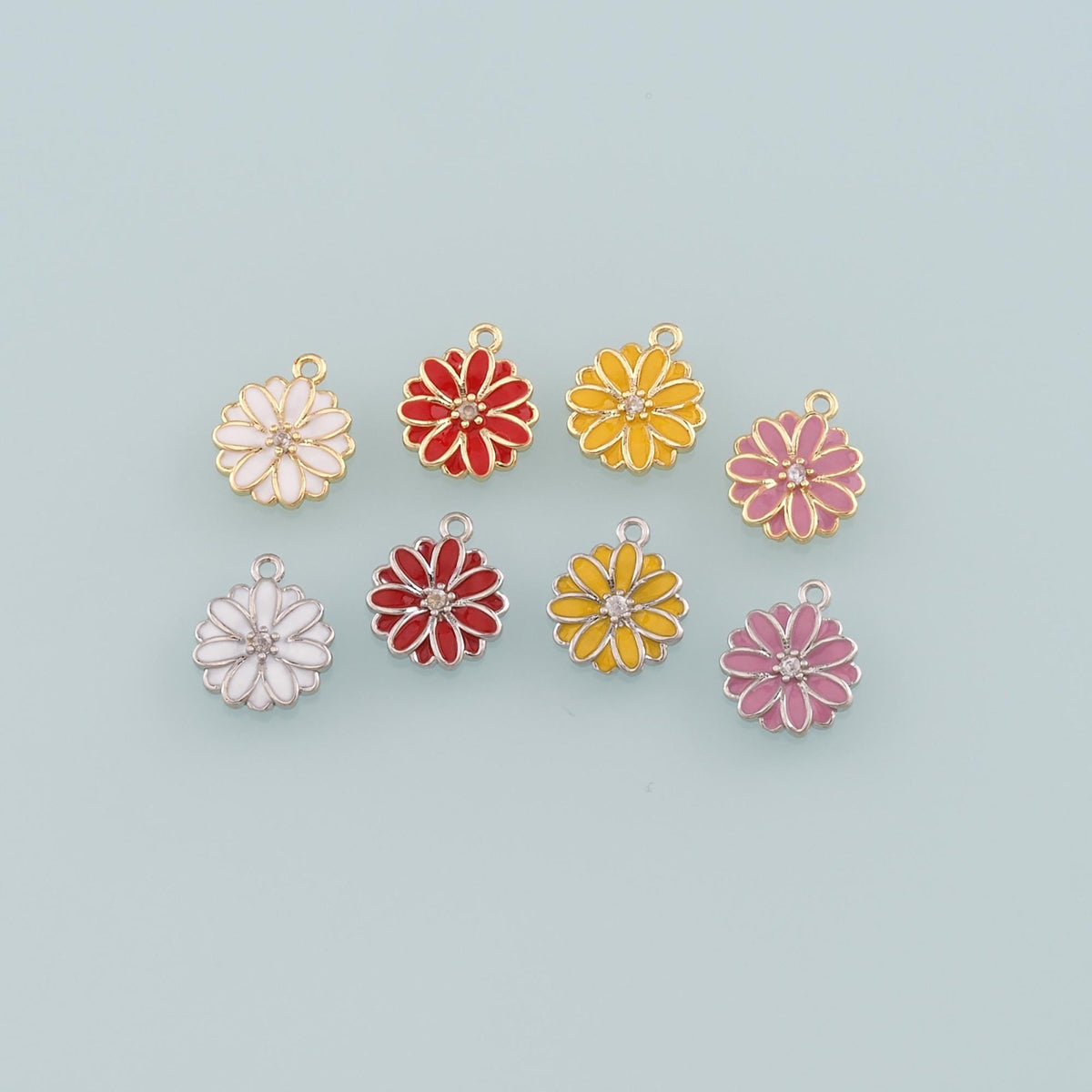 Gold Daisy Charms,18K Gold Filled Daisy Pendant,Enamel Daisy Charm Bracelet Necklace for DIY Jewelry Making Supply