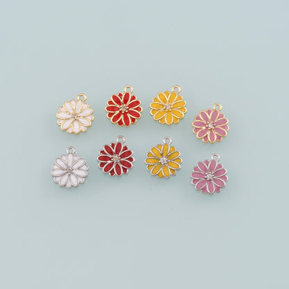 Gold Daisy Charms,18K Gold Filled Daisy Pendant,Enamel Daisy Charm Bracelet Necklace for DIY Jewelry Making Supply