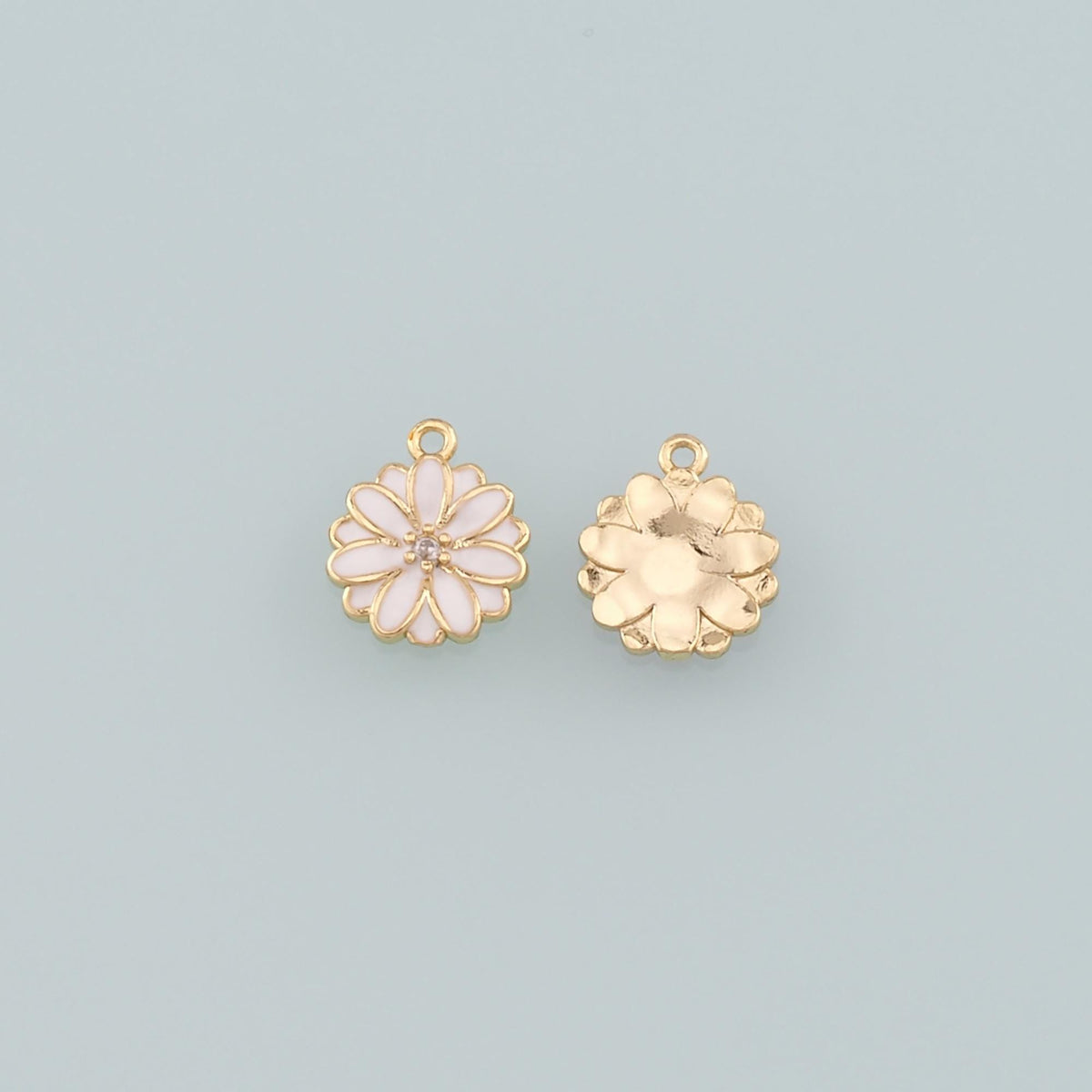 Gold Daisy Charms,18K Gold Filled Daisy Pendant,Enamel Daisy Charm Bracelet Necklace for DIY Jewelry Making Supply