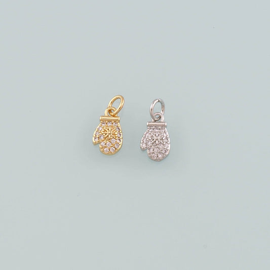18K Gold Filled Gloves Pendant,CZ Micro Pave Gloves Charm Bracelet Necklace for DIY Jewelry Making Supply