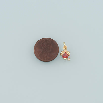 18K Gold Filled Ladybug Pendant,CZ Micro Pave Insect Charm Bracelet Necklace for DIY Jewelry Making Supply