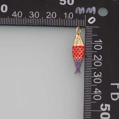Gold Fish Charms,18K Gold Filled Fish Pendant,Enamel Ocean Charm Bracelet Necklace for DIY Jewelry Making Supply