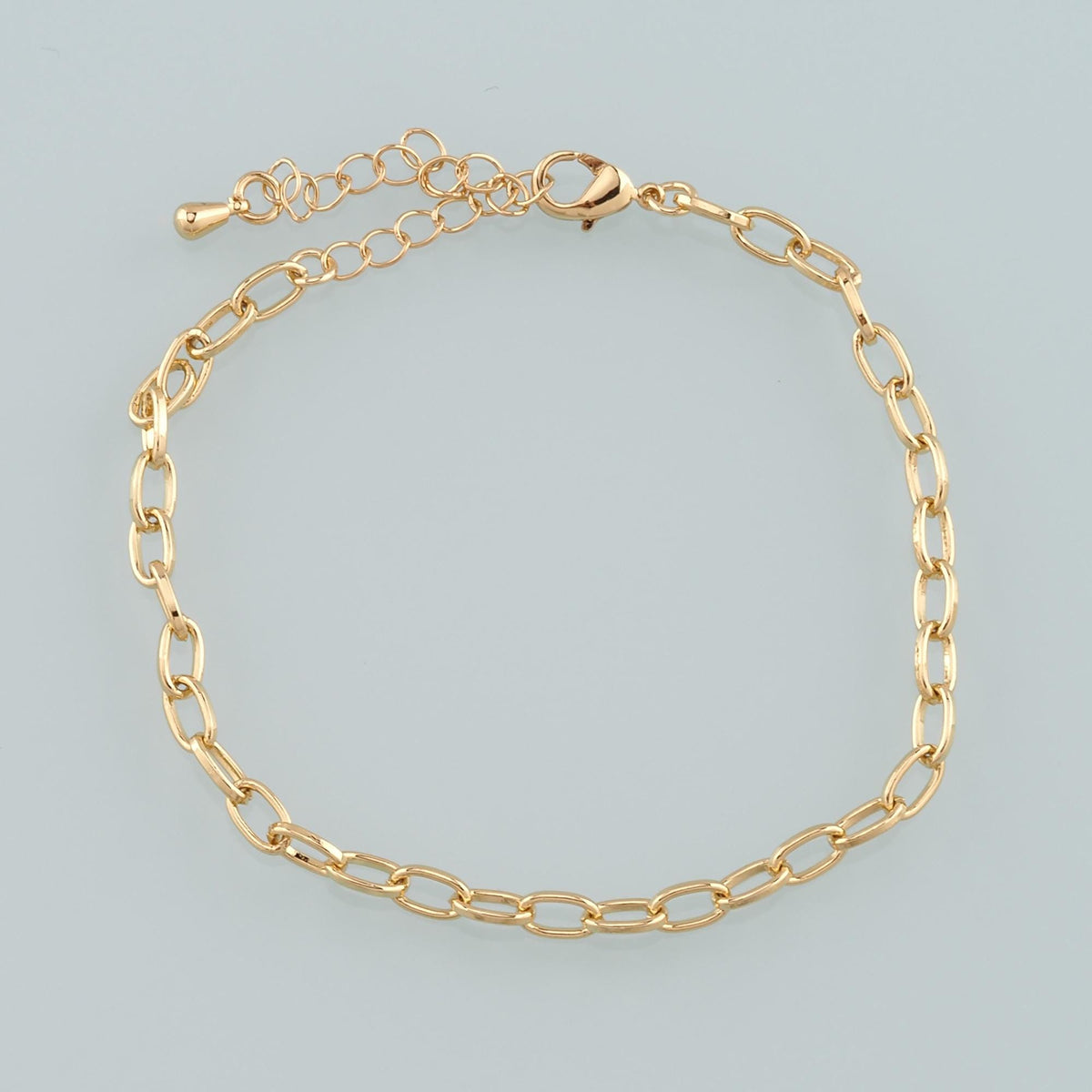 Gold Adjustable Chain,18K Gold Filled Oval Bracelet,Semi Finished Bracelets,Bracelets for Jewelry Making