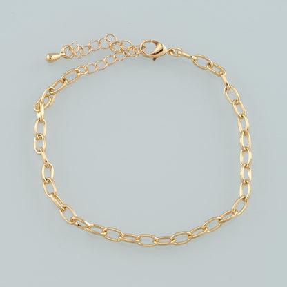 Gold Adjustable Chain,18K Gold Filled Oval Bracelet,Semi Finished Bracelets,Bracelets for Jewelry Making