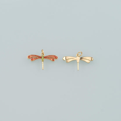 Gold Dragonfly Charms,18K Gold Filled Dragonfly Pendant,Enamel Dragonfly Charm Bracelet Necklace for DIY Jewelry Making Suppl
