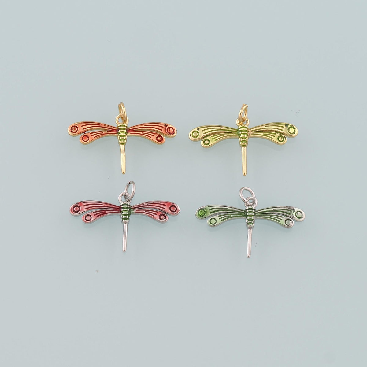 Gold Dragonfly Charms,18K Gold Filled Dragonfly Pendant,Enamel Dragonfly Charm Bracelet Necklace for DIY Jewelry Making Suppl