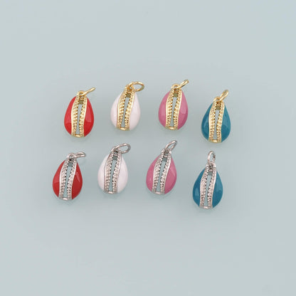 18K Gold Filled Shell Enamel Charm Pendant for Jewelry Making