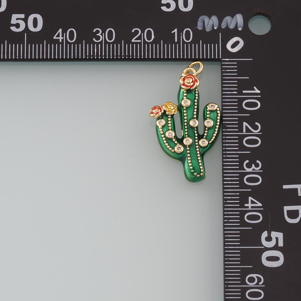 Gold Cactus Charms,18K Gold Filled Cactus Pendant,Enamel Desert Charm Bracelet Necklace for DIY Jewelry Making Supply