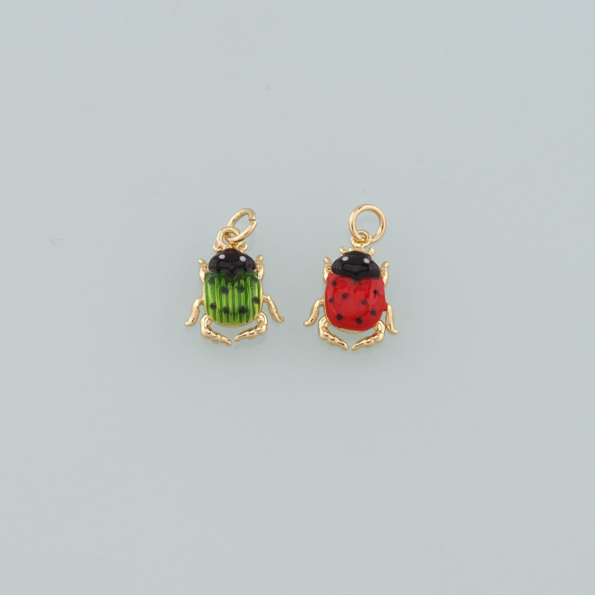 Gold Beetle Charms,18K Gold Filled Beetle Pendant,Enamel Insect Charm Bracelet Necklace for DIY Jewelry Making Supply