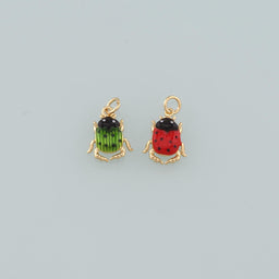 Gold Beetle Charms,18K Gold Filled Beetle Pendant,Enamel Insect Charm Bracelet Necklace for DIY Jewelry Making Supply