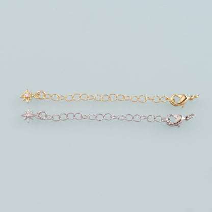 18K Gold Filled Star Chain Extender for Necklace Bracelet Supply Component Findings Extenders Lobster Claw Clasps with Gold E