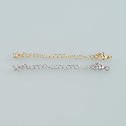 18K Gold Filled Star Chain Extender for Necklace Bracelet Supply Component Findings Extenders Lobster Claw Clasps with Gold E