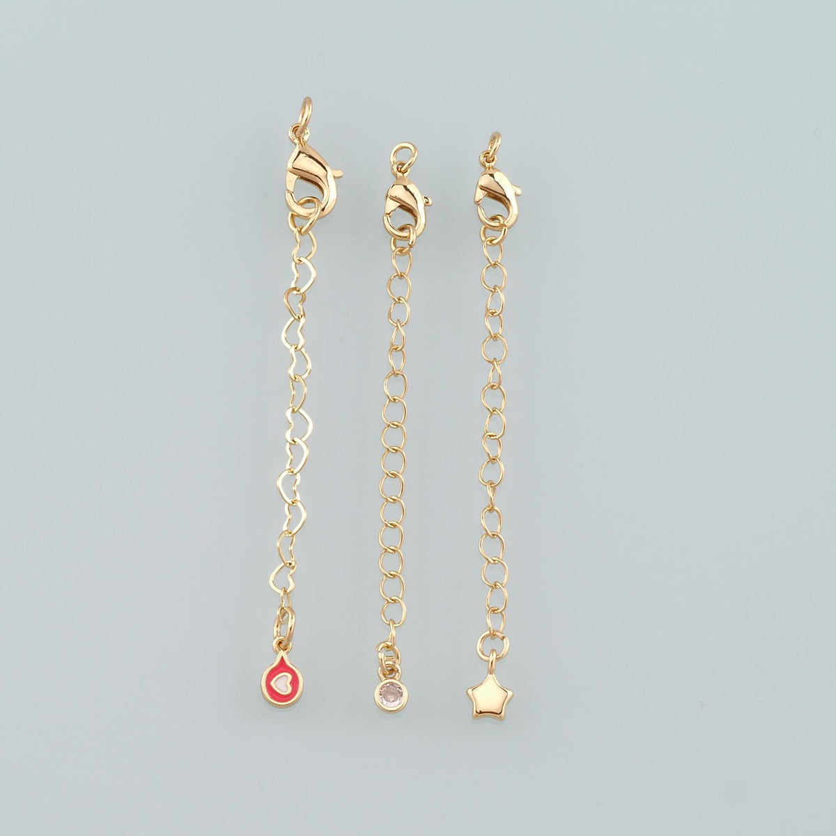 18K Gold Filled Chain Extender for Necklace Bracelet Supply Component Findings Extenders Lobster Claw Clasps with Gold Extend