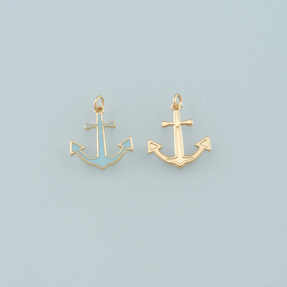 Gold Anchor Charms,18K Gold Filled Enamel Anchor Pendant Charm Bracelet Necklace for DIY Jewelry Making Supply