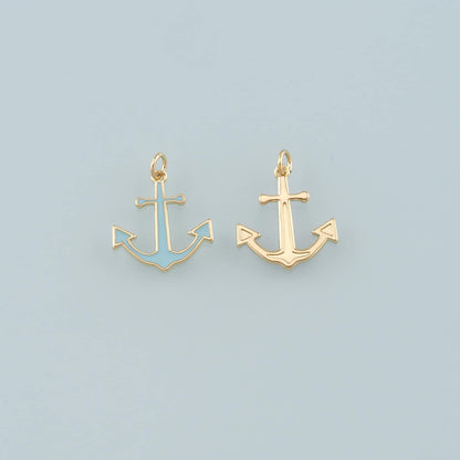 Gold Anchor Charms,18K Gold Filled Enamel Anchor Pendant Charm Bracelet Necklace for DIY Jewelry Making Supply