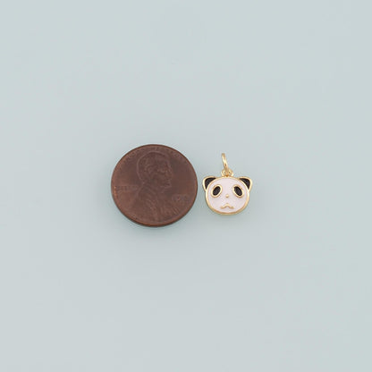 18K Gold Filled Panda Pendant,Enamel Panda Charm Bracelet Necklace for DIY Jewelry Making Supply