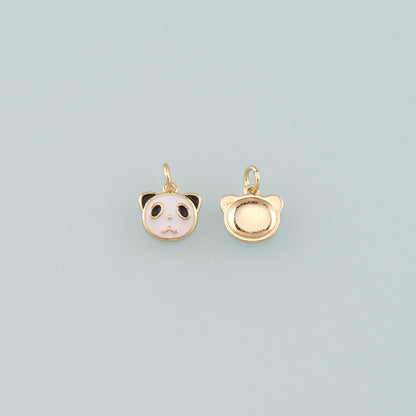18K Gold Filled Panda Pendant,Enamel Panda Charm Bracelet Necklace for DIY Jewelry Making Supply
