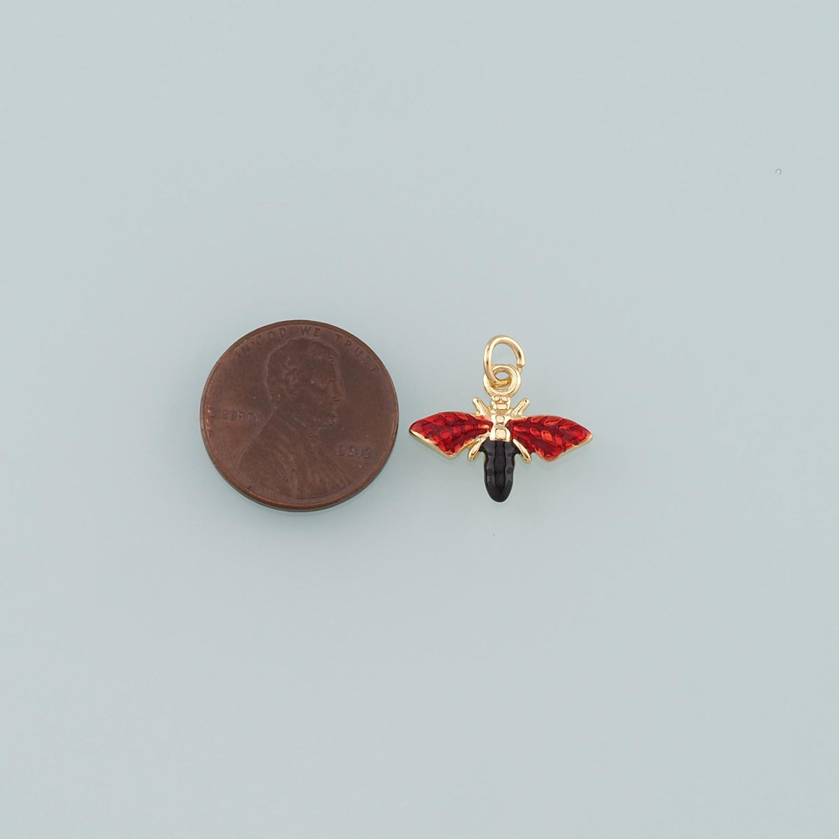 Gold Insect Charms,18K Gold Filled Bee Pendant,Enamel Bee Charm Bracelet Necklace for DIY Jewelry Making Supply
