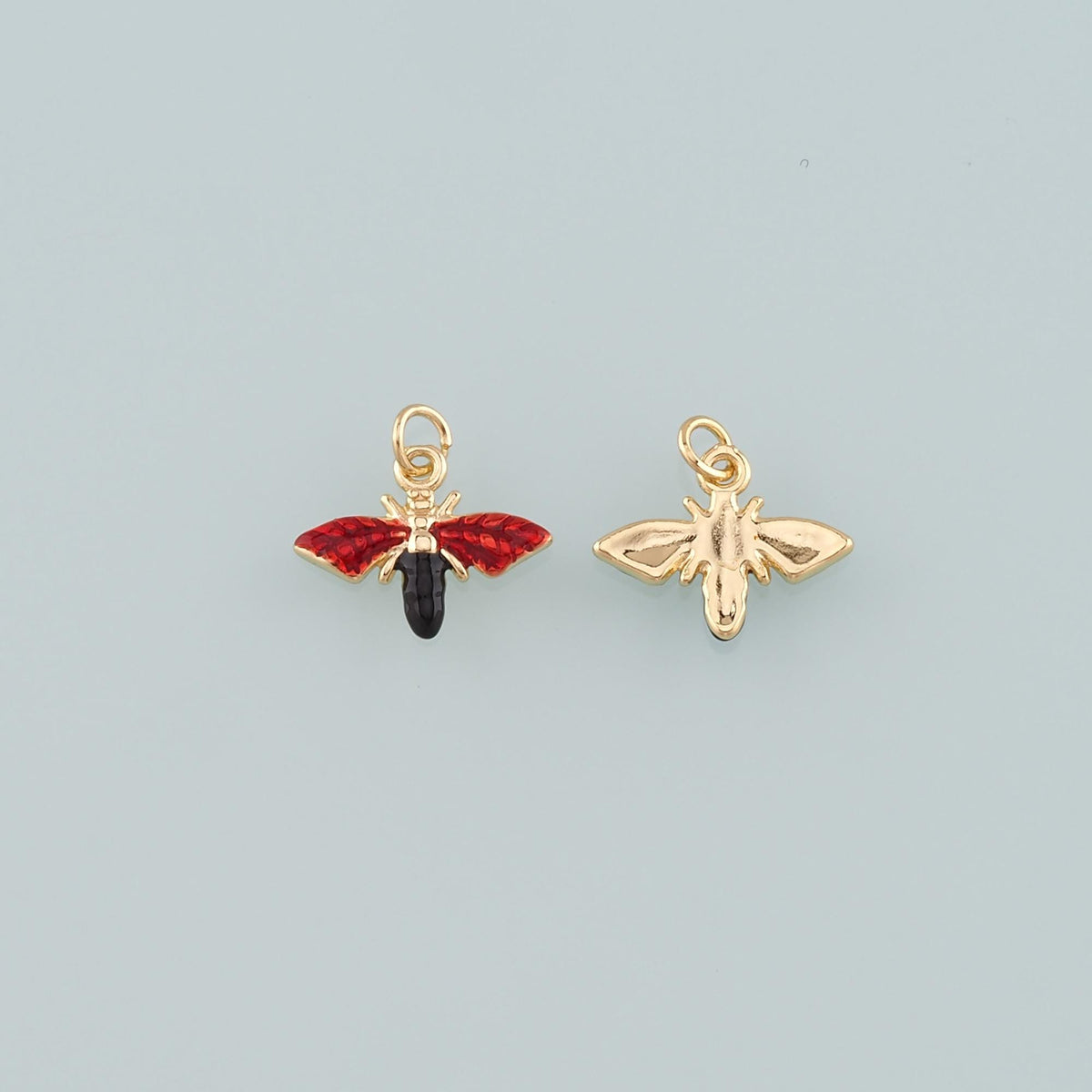 Gold Insect Charms,18K Gold Filled Bee Pendant,Enamel Bee Charm Bracelet Necklace for DIY Jewelry Making Supply