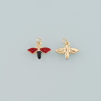 Gold Insect Charms,18K Gold Filled Bee Pendant,Enamel Bee Charm Bracelet Necklace for DIY Jewelry Making Supply