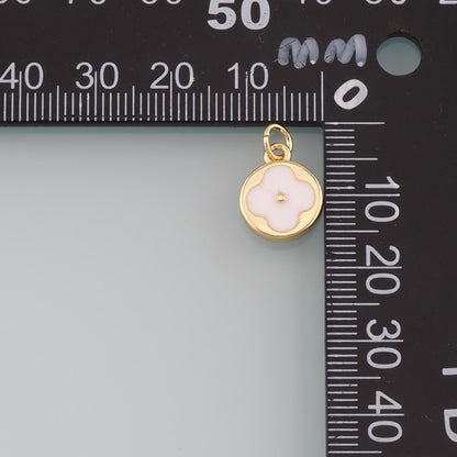 Gold Flower Charms,18K Gold Filled Flower Pendant,Enamel Flower Charm Bracelet Necklace for DIY Jewelry Making Supply