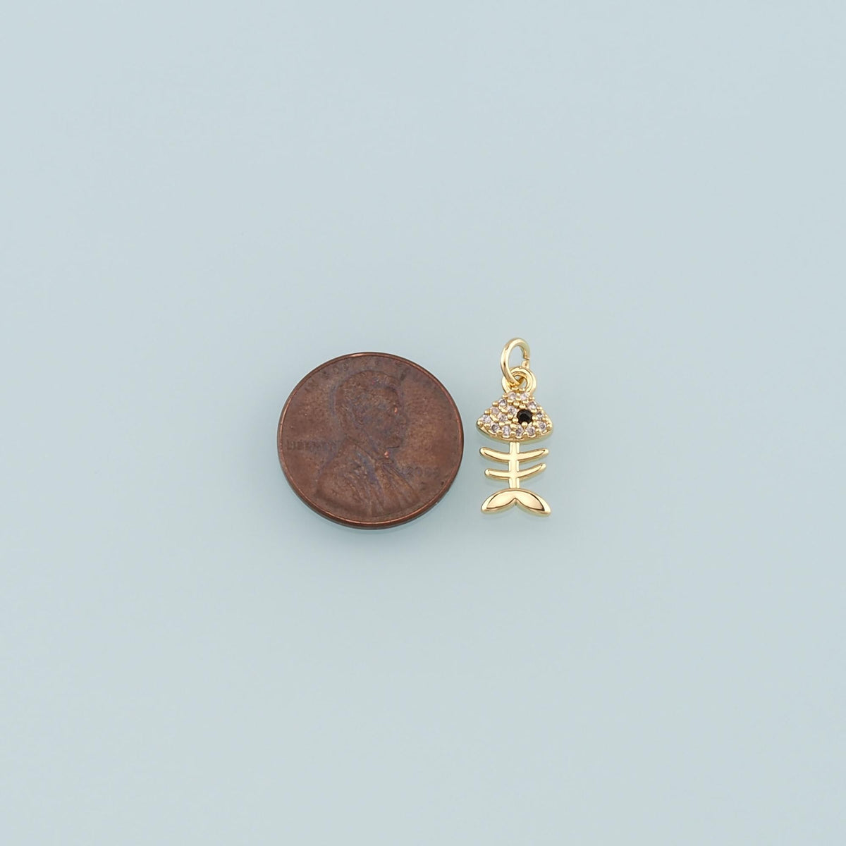 18K Gold Filled Cubic Zirconia Fish Charm Pendant for Jewelry Making