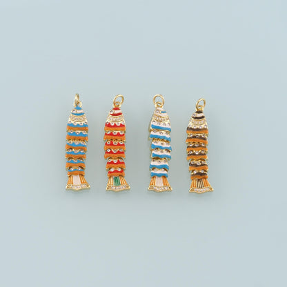 Gold Reticulated Fish Charms,18K Gold Filled Fish Pendant,Enamel Ocean Charm Bracelet Necklace for DIY Jewelry Making Supply
