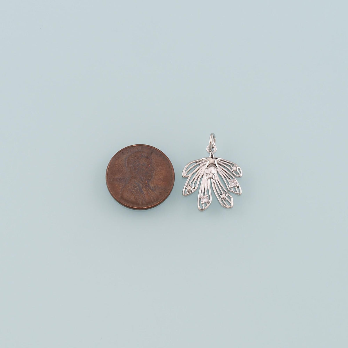 18K Gold Filled Leaf CZ Charm Pendant for Jewelry Making