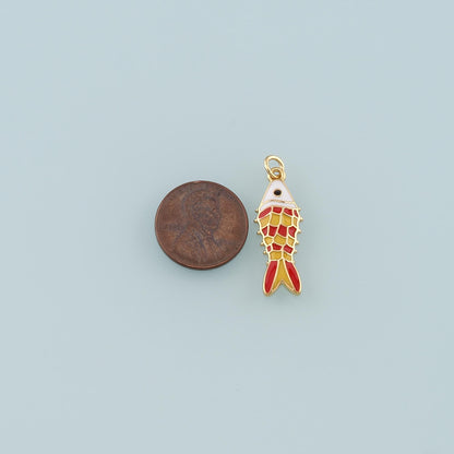 18K Gold Filled Fish Enamel Charm Pendant for Jewelry Making
