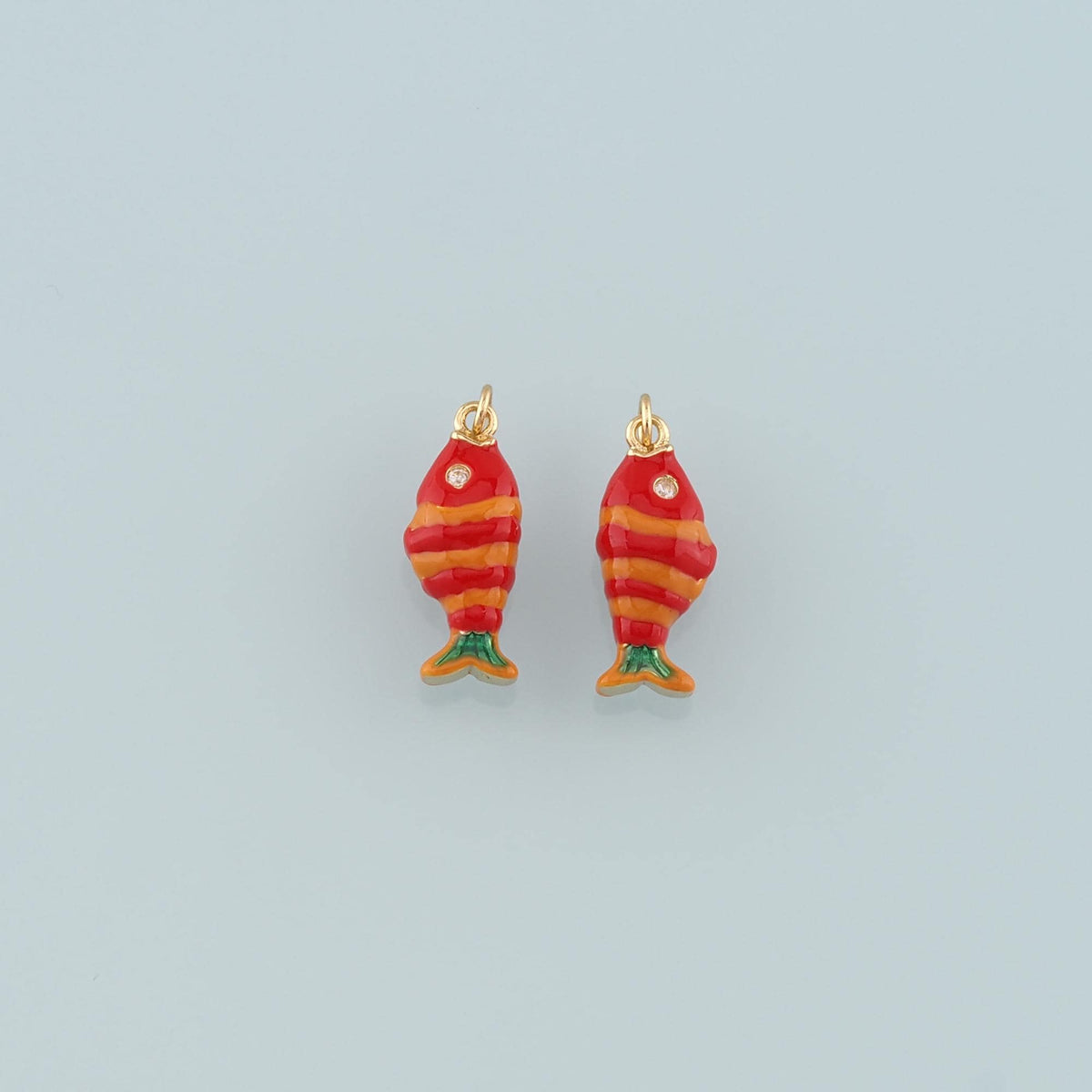 Gold Fish Charms,18K Gold Filled Fish Pendant,Enamel Ocean Charm Bracelet Necklace for DIY Jewelry Making Supply