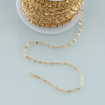 18K Gold Filled Oval Paperclip Chain 3.28 ft, 16.40 ft for Jewelry Making